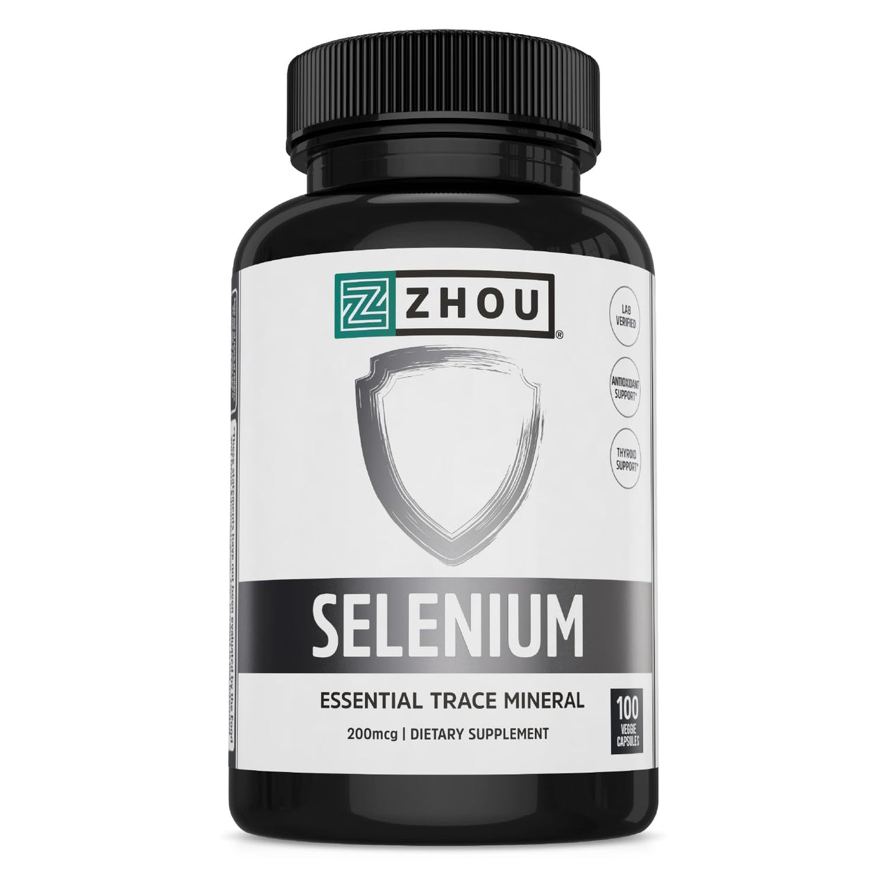 Zhou Selenium - Selenium 200mcg Capsules, Mineral Supplements for Women and Men, Antioxidant, Thyroid, and Cellular Support, Vegan, Pure - 100 Veggie Capsules