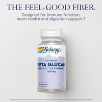 Thumbnail for SOLARAY Beta Glucan Supplements - Immune Support - Heart and Digestive Support with Beta Glucan Fiber from Baker's Yeast - High Potency, 60-Day Guarantee - 30 Servings, 30 VegCaps