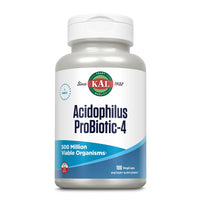 Thumbnail for KAL Acidophilus ProBiotic-4, 500 Million CFUs, Four Probiotic Strains, Probiotics for Women and Men, Freeze Dried, L. acidophilus, L. bulgaricus, S. thermophilus, B. bifidum, 100 Servings, 100 VegCaps
