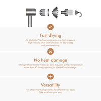 Thumbnail for Dyson Supersonic™ Hair Dryer, No Heat Damage, 5 attachments with Diffuser & Styling Concentrator, Precision Styling Blow Dryer, All Hair Types