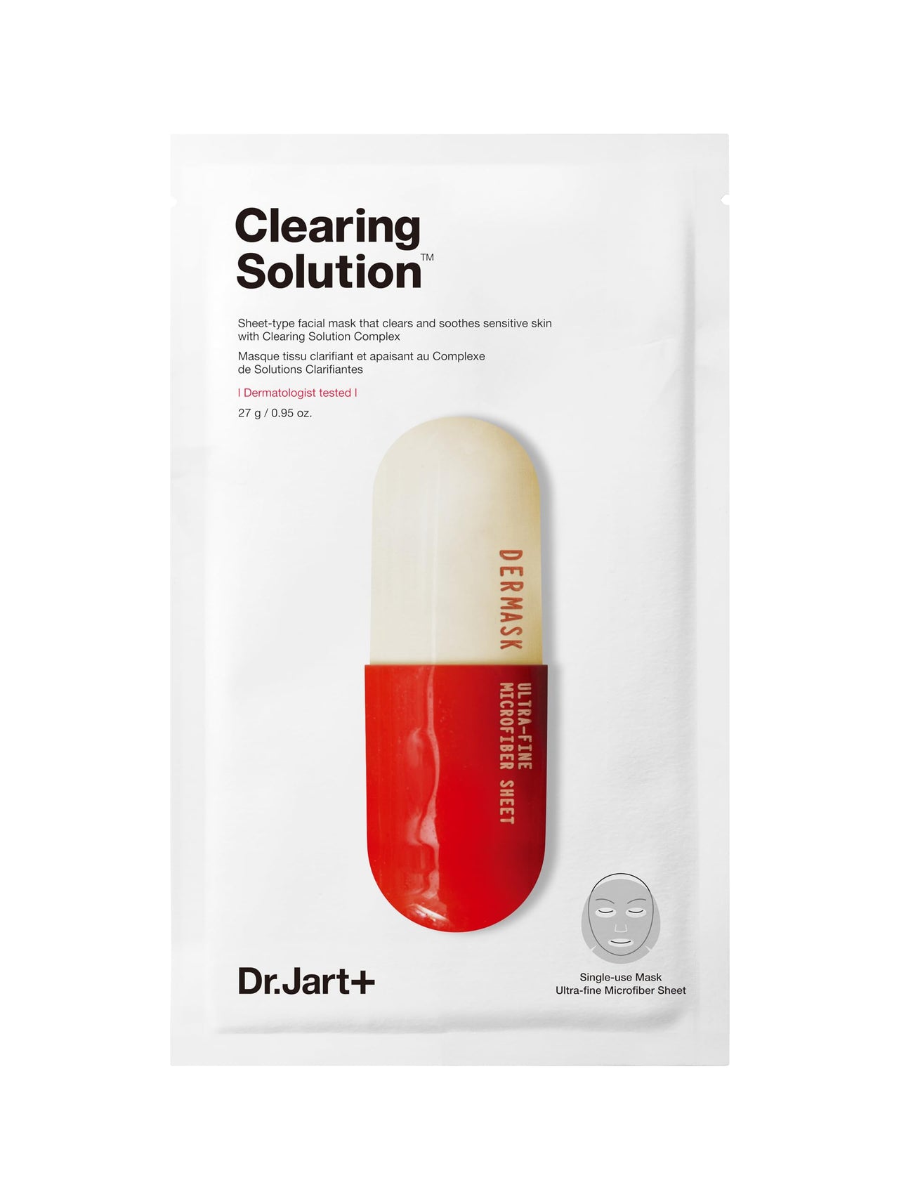 Dr.Jart+ Dermask Micro Jet Clearing Solution Face Mask | Sheet Mask | Calms, balances & revitalizes skin | Korean Skin Care | Travel Size, 1 Pack