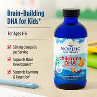 Thumbnail for Nordic Naturals Children’s DHA, Strawberry - 8 oz for Kids - 530 mg Omega-3 with EPA & DHA - Brain Development & Function - Non-GMO - 96 Servings