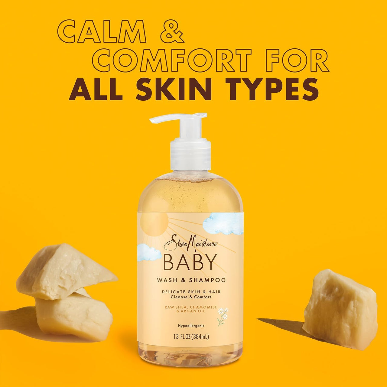 SheaMoisture Baby Essentials, Body Wash & Shampoo + Curls & Coils Conditioner, Detangler with Raw Shea, Chamomile & Argan Oil, Pediatrician-Tested, Hypoallergenic, Tear-Free, 13 Oz Ea