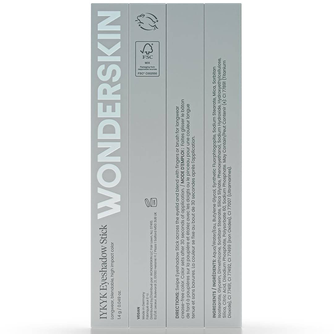 Wonderskin IYKYK Eyeshadow Stick - Longwear Eye Shadow Sticks, Budge-Proof and Waterproof Shimmer Eyeshadow Stick with Built-in Sharpener (Ash)