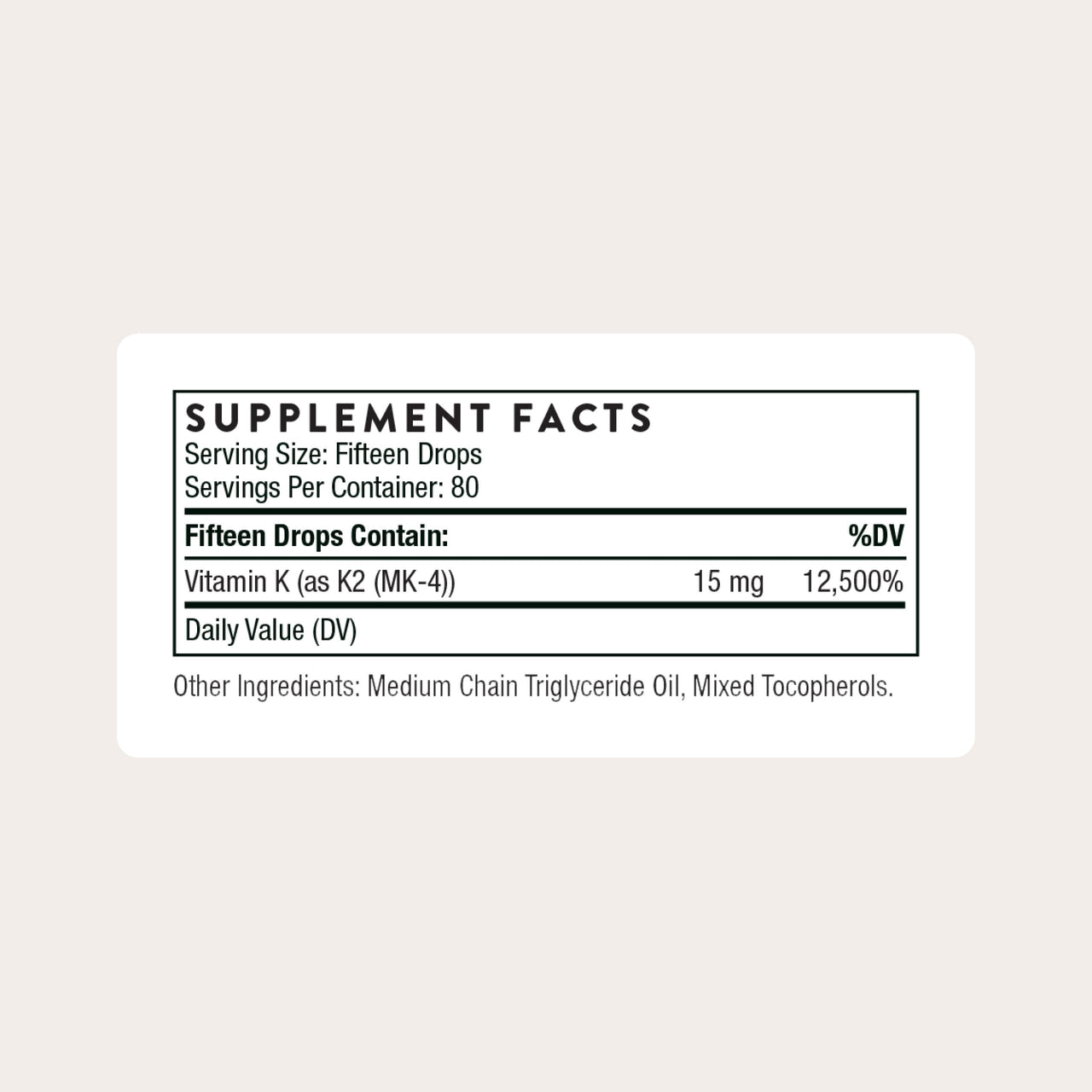 THORNE - Vitamin K2 Liquid (1 mg per Drop) - Concentrated Vitamin K2 Supplement for Heart and Bone Support* - Gluten, Dairy & Soy-Free - 1 Fl Oz
