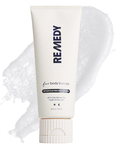 Remedy KP Exfoliating Body Scrub | Keratosis Pilaris and Chicken Skin Treatment with Fine Sugar, Glycolic Acid, Lactic Acid and Squalane | Exfoliating Scrub | By Dermatologist Dr. Shah, 6.8 fl oz