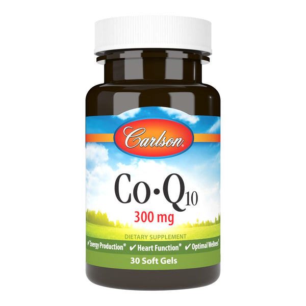 Carlson - Co-Q10, 300 mg of CoEnzyme Q10, Promotes Normal Energy Production & Heart Function, 30 soft gels