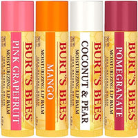 Thumbnail for Burt's Bees Lip Balm - Pink Grapefruit, Mango, Coconut & Pear, and Pomegranate Pack, Lip Moisturizer With Beeswax, Tint-Free, Natural Origin Conditioning Treatment, 4 Tubes, 0.15 oz.