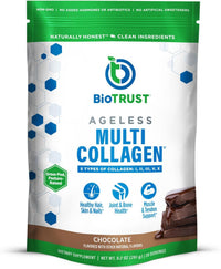 Thumbnail for BioTrust Ageless Multi Collagen Peptides Powder – 5 Types (I, II, III, V, X) – Chocolate Collagen Powder for Women & Men – Hydrolyzed Protein – Grass Fed Beef, Fish, Chicken, Eggshell Membrane