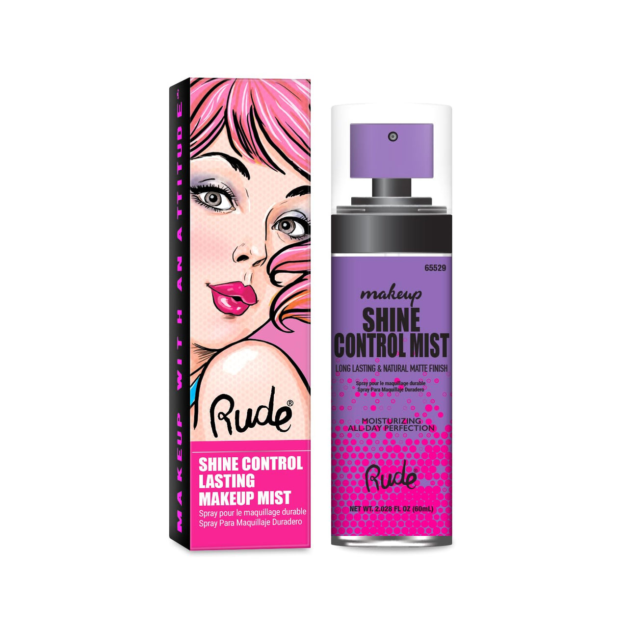 Shine Control Lasting Makeup Mist by Rude Cosmetics for Women - 2 oz Mist