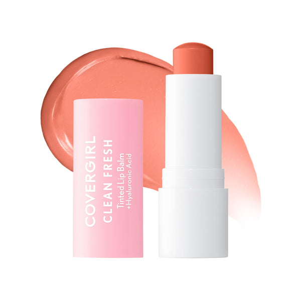 CoverGirl Clean Fresh Tinted Lip Balm, Vegan Formula, Hydrating, Natural Finish, Cruelty Free, Made for Peach, 1 Count