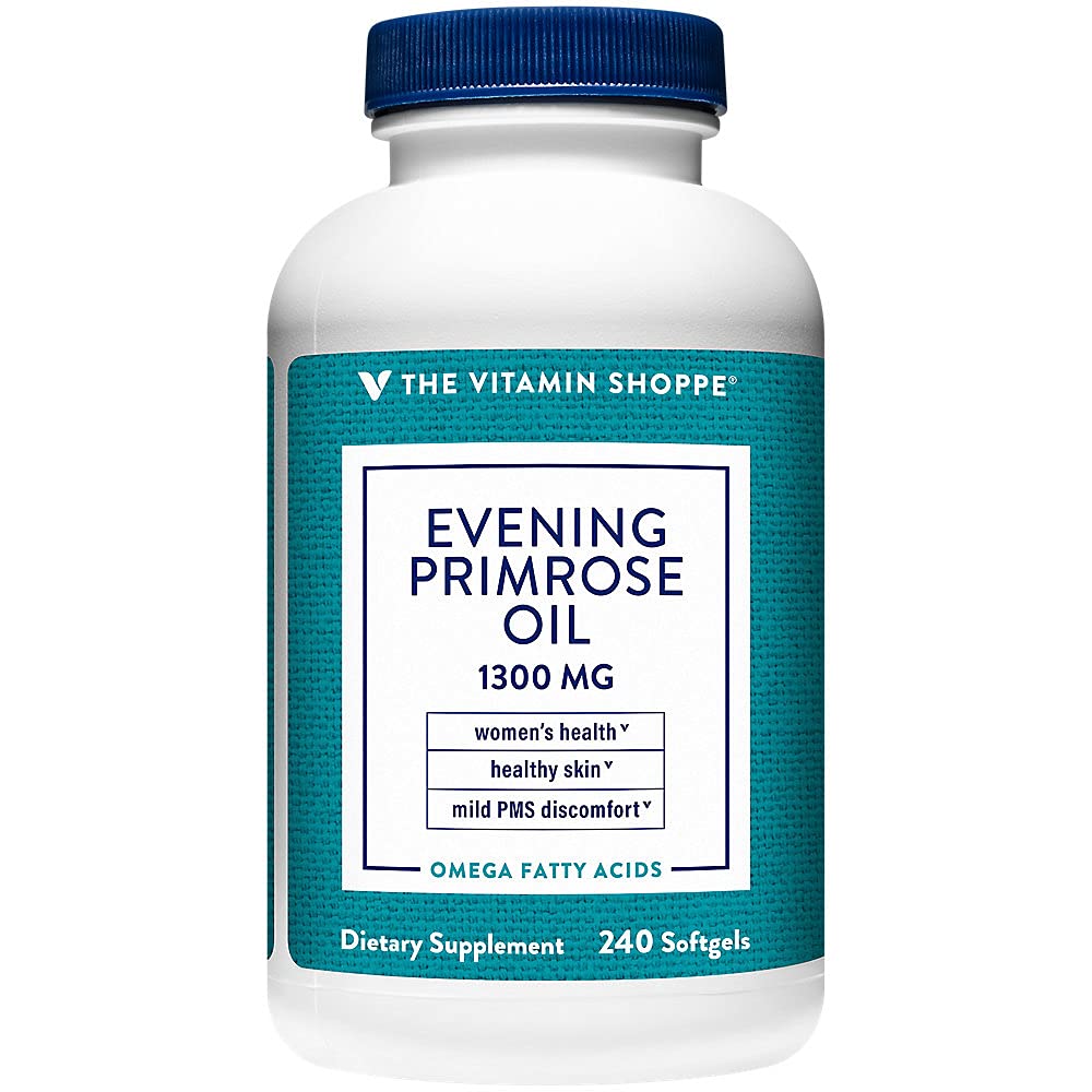 The Vitamin Shoppe Evening Primrose Oil 1,300MG, Natural Source of GLA (Gammia Linolenic Acid), Supplement for Women's Health & Hormonal Balance (240 Softgels)