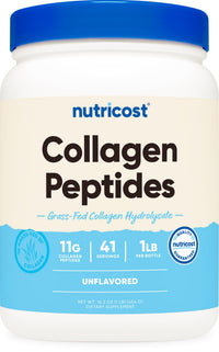 Thumbnail for Nutricost Collagen Peptides Powder 1LB (454 G) - Grass Fed Bovine Collagen Hydrolysate (Unflavored)