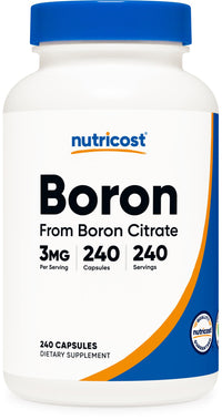 Thumbnail for Nutricost Boron 3mg Supplement, 240 Vegetarian Capsules - Gluten Free and Non-GMO