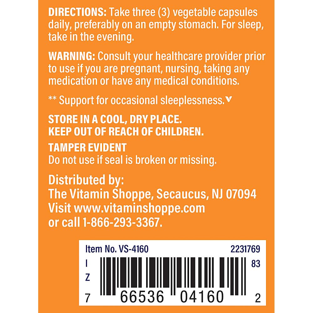 The Vitamin Shoppe Glycine - Nervous System Support & Restful Sleep - 3,000 MG (100 Capsules)