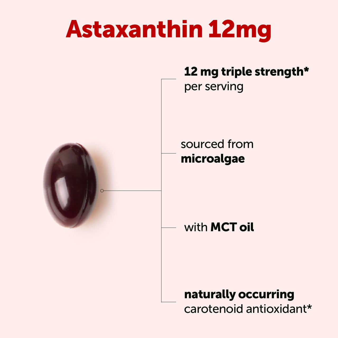 Micro Ingredients Astaxanthin 12mg with MCT Oil, 120 Softgels, 4 Month Supply | Premium Astaxanthin Antioxidant Supplements* | Fresh Microalgae Source | Triple Strength, Non-GMO, Gluten Free, No Soy