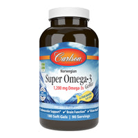 Thumbnail for Carlson - Super Omega-3 Gems, 1200 mg Omega-3s, Cardiovascular Support, Brain Function & Vision Health, Norwegian, 180 soft gels