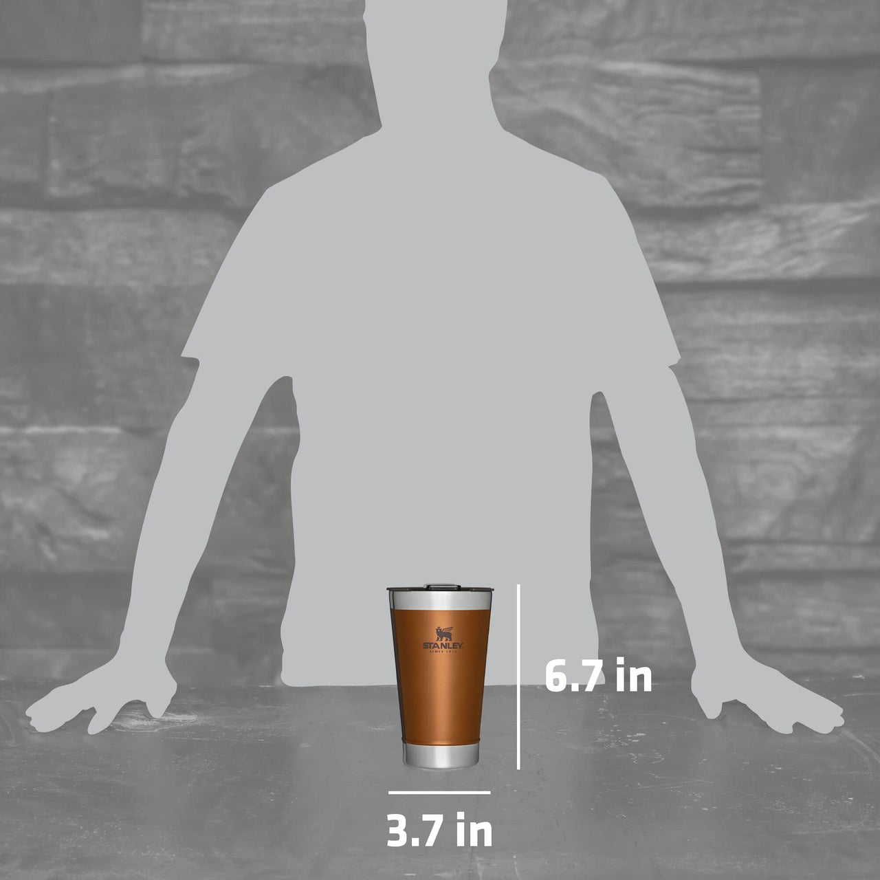 STANLEY Stay-Chill Beer Pint 16 oz | Wide Mouth Lid | Built-In Bottle Opener | Beer Tumbler Cup | Insulated Stainless Steel Pint Glass | BPA-Free | Maple