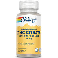 Thumbnail for Solaray Zinc Citrate 50mg | Immune Function, Cellular & Skin Health Support | Easy Digestion Formula | 60ct