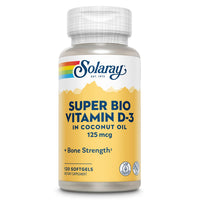 Thumbnail for SOLARAY Super Bio Vitamin D3 in Coconut Oil - D3 Vitamin 5000 IU - Bone Health and Immune Support Supplement - Lab Verified, Made Wtihout Soy, 60-Day Guarantee - 120 Softgels, 120 Servings