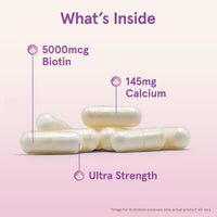 Thumbnail for Jarrow Formulas® Biotin Ultra Strength 5000 mcg, Dietary Supplement, Hair, Skin, and Nails Support, 100 Veggie Capsules, Up to 100 Day Supply