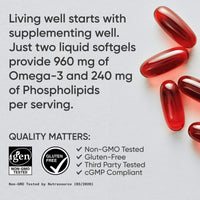 Thumbnail for Sports Research® Total Omega-3 Fish Oil 2200mg - Made from Antarctic Krill w/Astaxanthin, Wild Sockeye Salmon & Alaska Pollock - 960mg of EPA & DHA - 120 Softgels