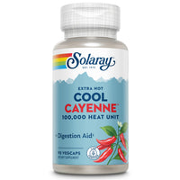 Thumbnail for SOLARAY Extra Hot Cool Cayenne 100,000 HU - Traditional Folk Remedy and Digestion Aid - Bio-Cool Process - Lab Verified, GMP Facility, 60-Day Guarantee - 45 Servings, 90 VegCaps