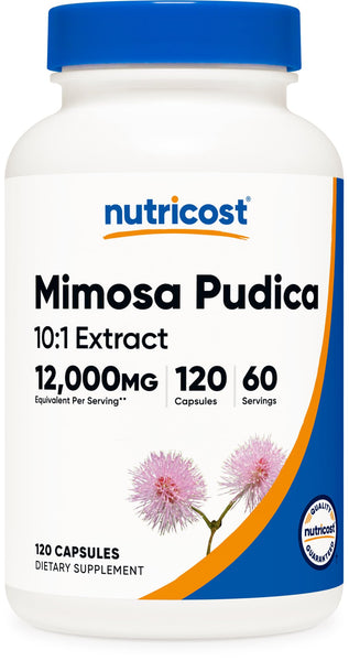Nutricost Mimosa Pudica Seed 12,000mg Equivalent from 1,200mg of 10:1 Extract Per Serving, 120 Capsules for 60 Servings Per Bottle - Vegan, GMO Free and Gluten Free
