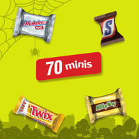 Thumbnail for SNICKERS, TWIX, MILKY WAY & 3 MUSKETEERS Halloween Candy Mini Chocolate Variety Pack, Halloween Snack for Party Favors, Trick or Treat and More 70 Ct
