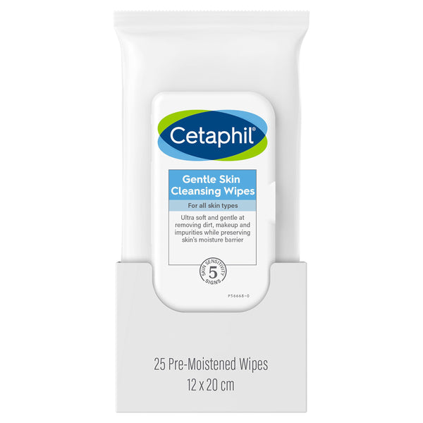 Cetaphil Face and Body Wipes, Gentle Skin Cleansing Cloths, 25 Count, Pack of 3, for Dry, Sensitive Skin, Flip Top Closure, Great for the Gym, Travel, in the Car, Hypoallergenic, Fragrance Free