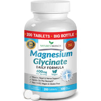 Thumbnail for Magnesium Glycinate 400mg | 200 Tablets | High Absorption Mag Supplements for Sleep, Leg Cramps, Heart, Muscle, Calm | Non Buffered Bisglycinate, Extra Strength for Women and Men, Tablets Not Capsules