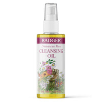 Thumbnail for Badger Rose Face Cleansing Oil, Organic Facial Cleanser & Makeup Remover, Non-Greasy Moisturizing Skin Balancing Gentle Face Cleanser w/Pure Rose Oil, 2 fl oz Glass Bottle
