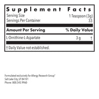 Thumbnail for Allergy Research Group L-Ornithine-L-Aspartate Powder - Liver Detox Support Metabolite, Amino Acid Complex, Pure, 3000mg Supplement - 3.5 Oz