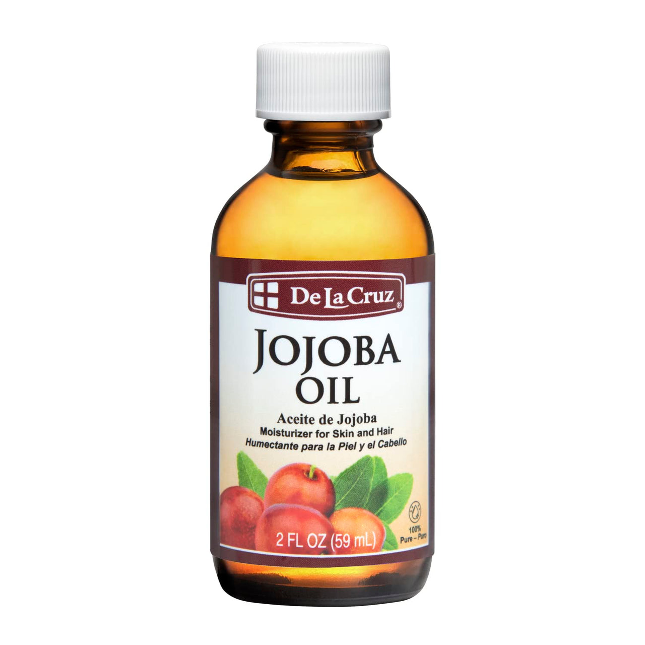 De La Cruz Pure Jojoba Oil, Expeller-Pressed, Hexane-Free, Non-GMO, Bottled in USA 2 FL. OZ. (1 Bottle)