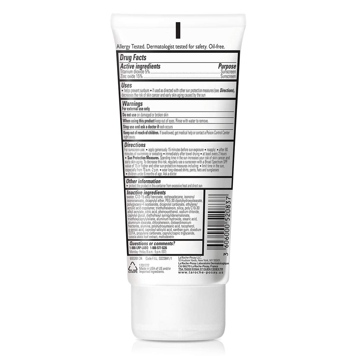 La Roche-Posay Anthelios Mineral Sunscreen SPF 50 Gentle Lotion, Broad Spectrum SPF + Antioxidants, Face & Body Sunscreen, Titanium Dioxide & Zinc Oxide, Oxybenzone Free, Oil Free