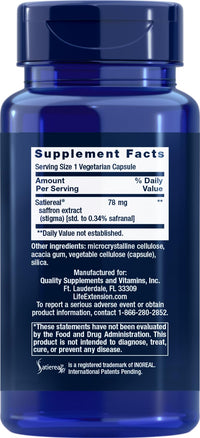 Thumbnail for Life Extension Optimized Saffron Extract with Satiereal, 90 Vegetarian Capsules