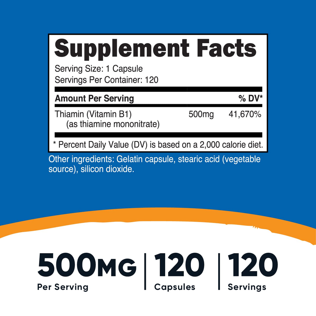Nutricost Vitamin B1 (Thiamin) 500mg, 120 Capsules (3 Bottles)
