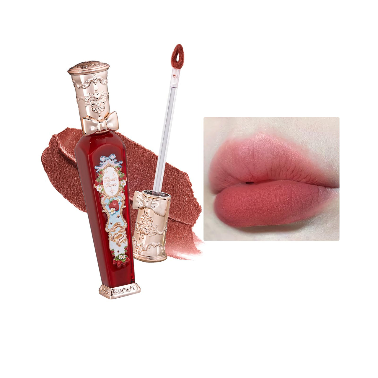 Flower Knows Strawberry Rococo Cloud Lip Cream,Long Lasting Rosy Terracotta Matte Lipstick,Hydrating Lip Stain,Transfer & Smudge Proof Velvet Liquid Lipstick for Girl&Women,0.12 Fl Oz(S07 Lychee Tea)