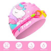 Thumbnail for AuSletie Kids Swim Caps for Girls, Toddler Silicone Swimming Cap for Kids, Durable Comfortable Swimming Caps for Girls