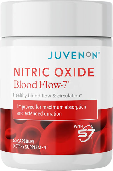 Juvenon BloodFlow-7 Nitric Oxide Supplements for Men & Women - Natural Nitric Oxide Booster with Nitrosigine® + S7® - Blood Flow & Circulation Support (1-Pack)
