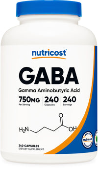 Thumbnail for Nutricost GABA (Gamma Aminobutyric Acid) 750mg, 240 Capsules, 240 Servings - Non-GMO, Gluten Free