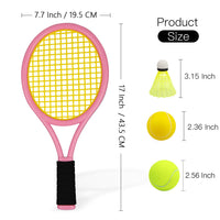 Thumbnail for Crefotu Kid Tennis Racket Set for Toddler,Children,Sponge Handle, Includes 6 Badminton, 1 Tennis Ball, Bag and 2 Balls - Increase Children's Sports,Improve Tennis Skills