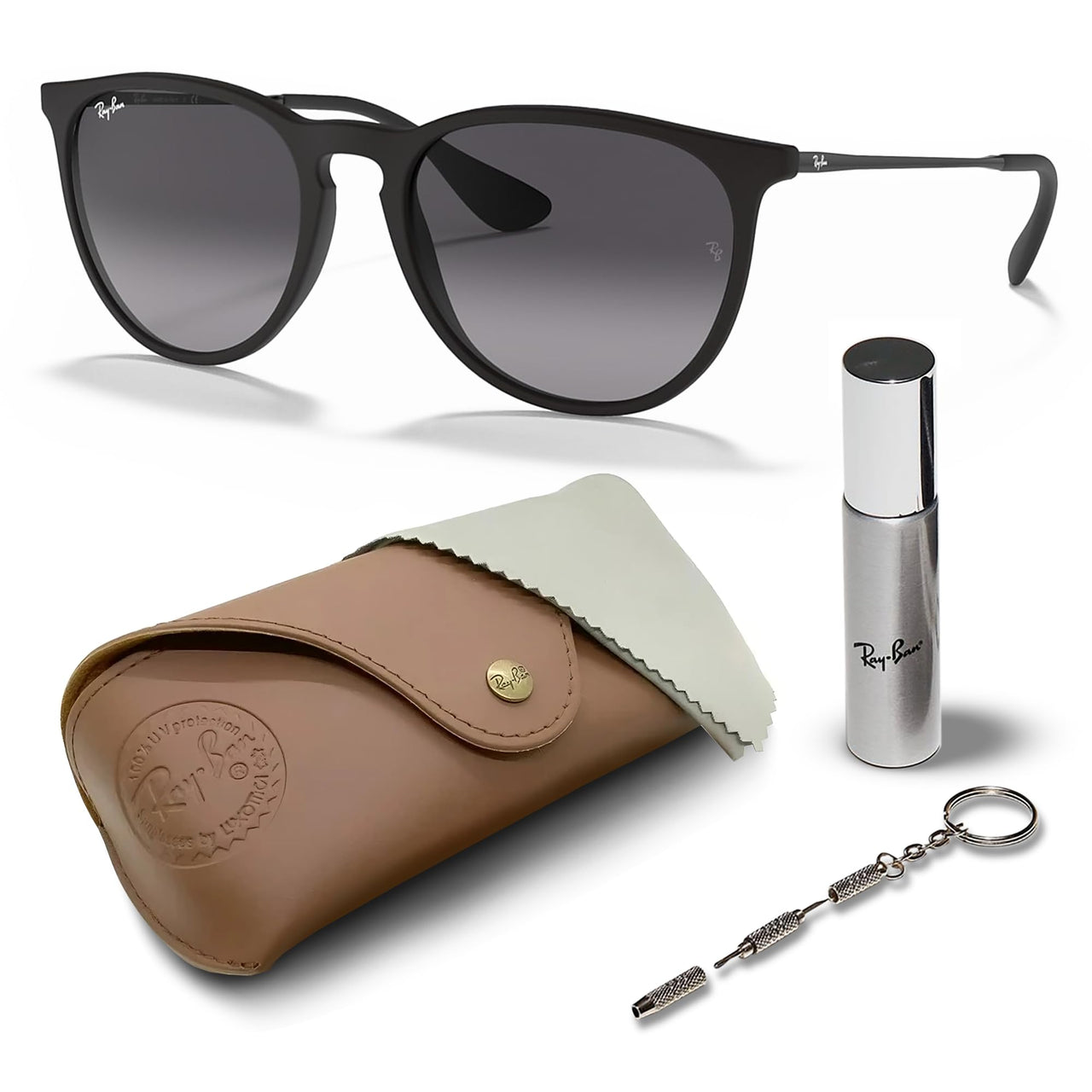 Ray-Ban RB4171 ERIKA CLASSIC Phantos Shaped Non-Polarized Sunglasses for Women – Includes Official RAYBAN Eyewear Kit – Ideal Formal & Casual Wear Sunglasses – Grey Gradient Lens