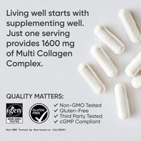 Thumbnail for Sports Research Multi Collagen Pills (Type I, II, III, V, X) Hydrolyzed Collagen Peptides with Hyaluronic Acid + Vitamin C | Non-GMO Verified & Gluten Free - 90 Capsules