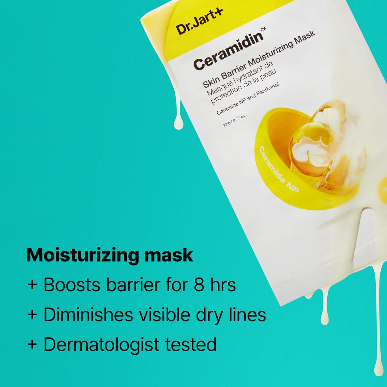 Dr.Jart+ Ceramidin Skin Barrier Moisturizing Face Mask | Sheet Mask | Korean Skin Care | Travel Size, 1 Pack
