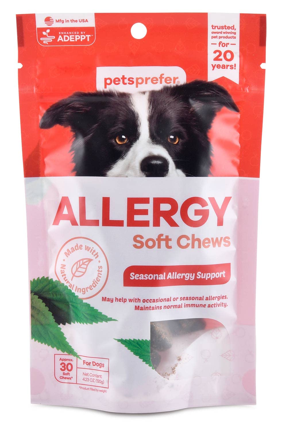 Pets Prefer Allergy Soft Chews for Dogs, for Itchy Skin, Immune Support and Dog Allergy Support, Daily Supplement with Apple Cider Vinegar & Licorice Root, 60 Count