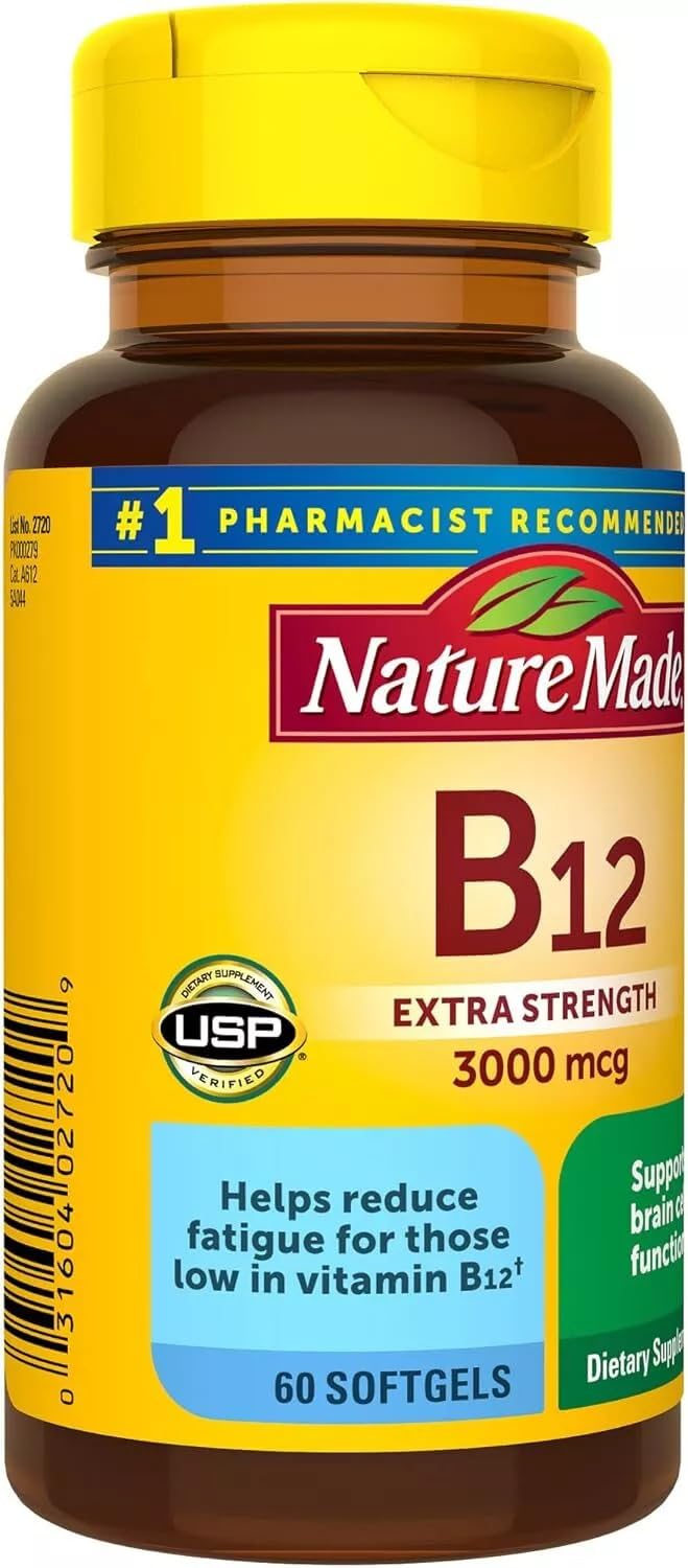 Nature Made Vitamin B-12 Softgels, 3000 Mcg, 60 Count Pack of 3