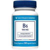 Thumbnail for The Vitamin Shoppe Vitamin B6 100mg - Energy Metabolism & Brain Support | Pyridoxine Supplement | 100 Veggie Capsules | Gluten-Free