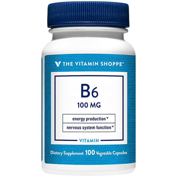 Image 1 of The Vitamin Shoppe Vitamin B6 100mg - Energy Metabolism & Brain Support | Pyridoxine Supplement | 100 Veggie Capsules | Gluten-Free