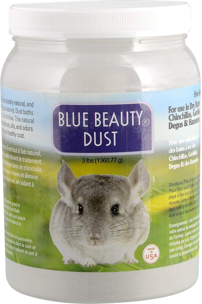 Lixit Blue Beauty® Chinchilla Dust Powder - Dry Bath Grooming Dust for Hamsters, Gerbil, Degus, and Small Animals - Made in The USA (3 Pound)